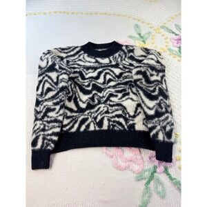 SO Goods For Life Zebra Print Pullover Sweater Women's Large Knit Cozy